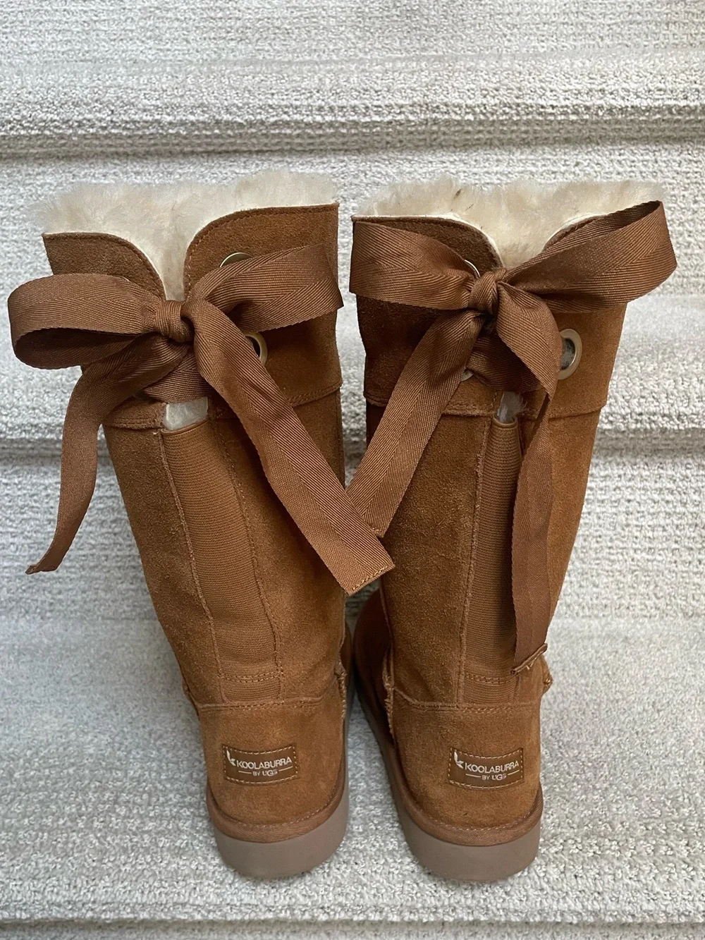 Koolaburra by UGG Womens Andrah Suede Faux Fur Boots Chestnut Size 7 Winter